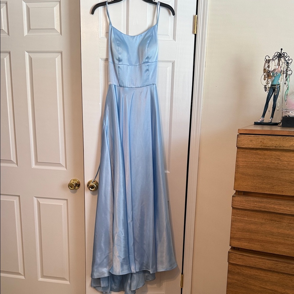 Chic Sky Blue High-Low Dress